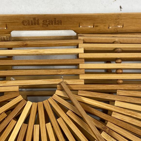 CULT GAIA Gaias Ark Bamboo Purse Clutch Boho Top Handle Crescent Bag - Picture 14 of 14